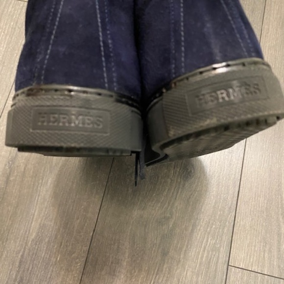 Hermes Jimmy Blue Suede High Tops Sneakers Size 11 - Picture 11 of 16